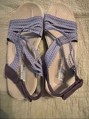 Skechers Womens Light Blue Woven Strap Sandals